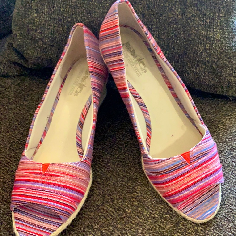 Coach and Four fabric wedge heels Size 8